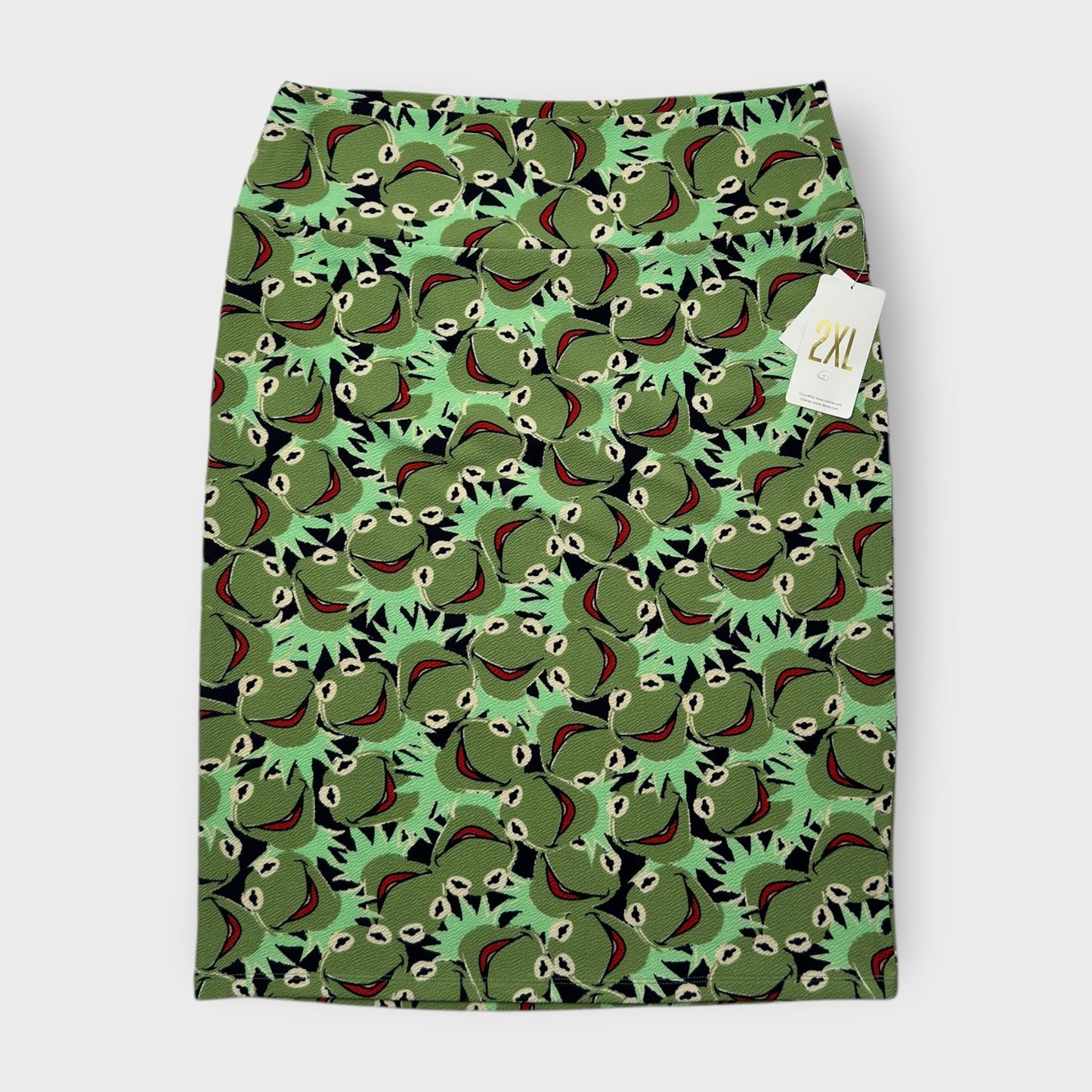 LuLaRoe Cassie Pencil Skirt - Green Kermit the Frog Pattern - Size 2XL (20-22) - NWT