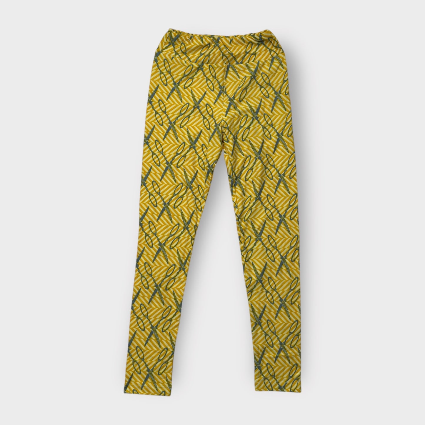 LuLaRoe Tweens Leggings | Tween (00-0) | Yellow/Blue Scissors Print | New