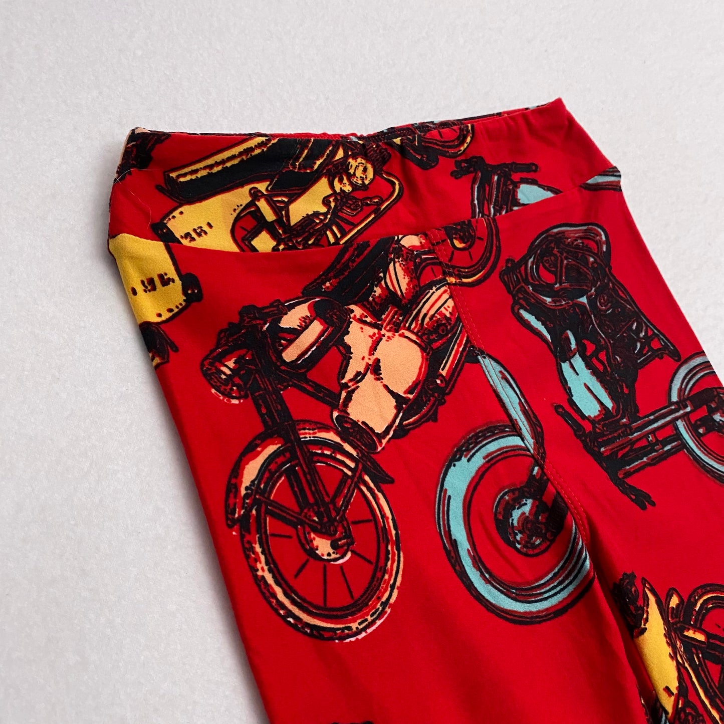 LuLaRoe Kids Leggings | L/XL (8-14) | Red w/Motorcycles | Buttery Soft | New