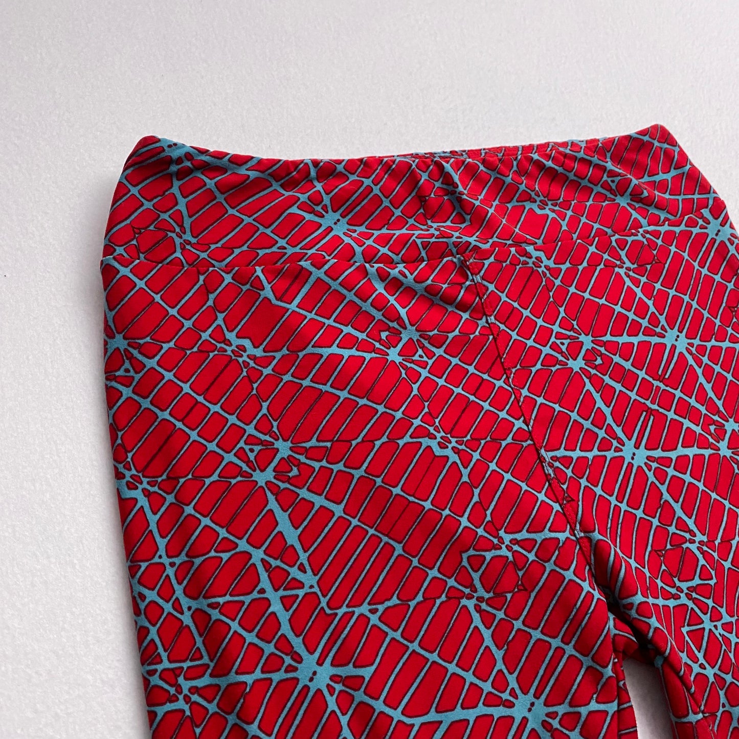 LuLaRoe Halloween Leggings | TC (12-18) | Red w/Light Blue Web Print | New