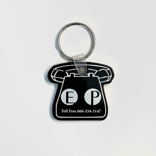 Vintage Telephone ‘EP - Edgar Prospect Bank’ Keychain Key Ring Black Rubber