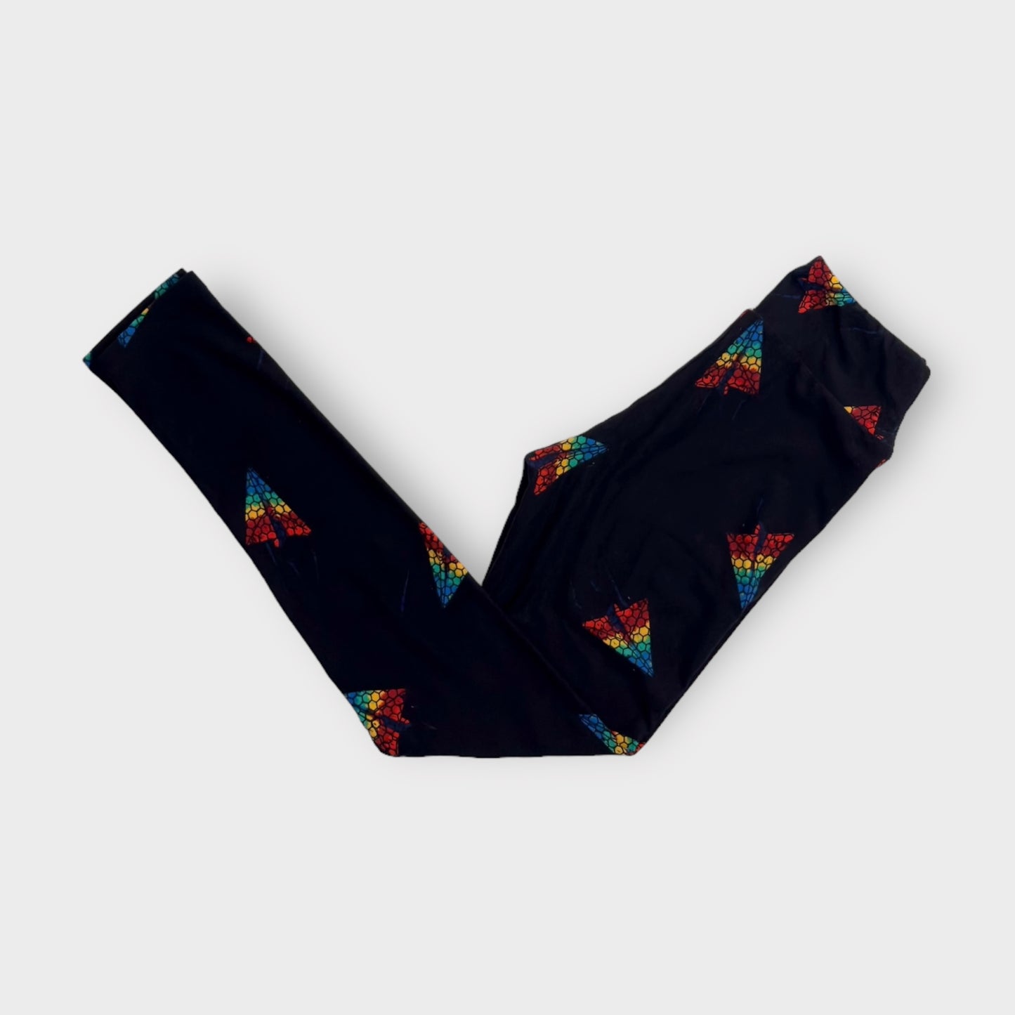 LuLaRoe Juniors Leggings | Tween (00-0) | Black w/Colorful Paper Airplanes | Buttery Soft | New