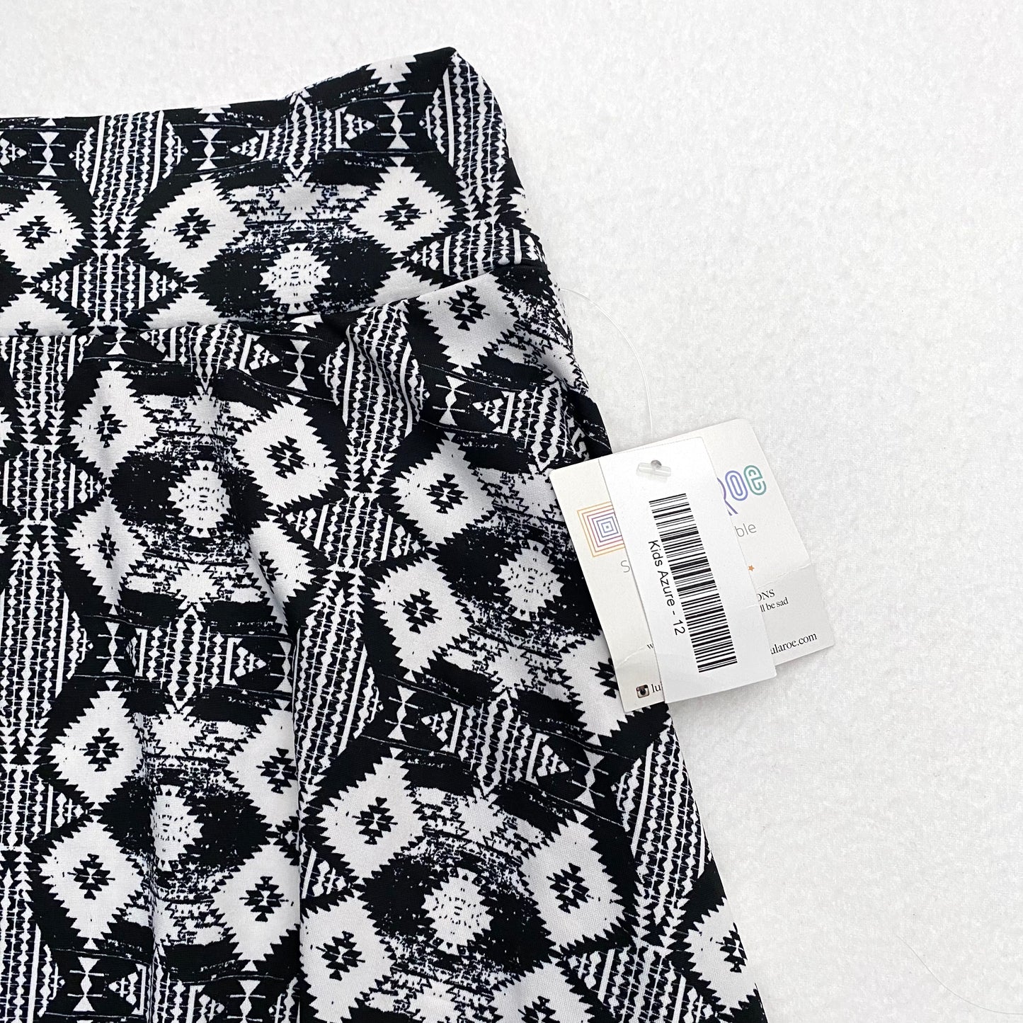 LuLaRoe Kids Azure A-Line Skirt  | 12 (12-14) | Black/White Southwestern Pattern | NWT