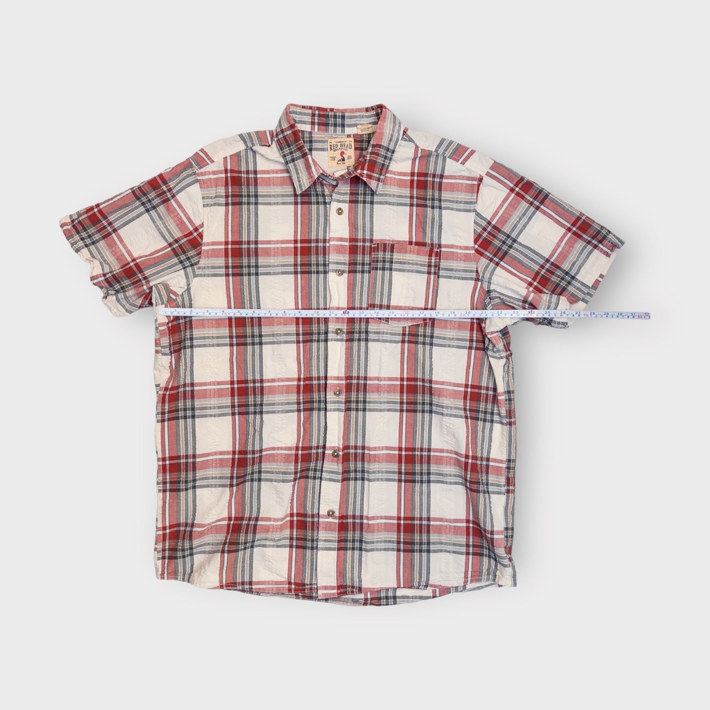 Red Head Casual S/s Button-Up Shirt | XL | Red/Gray Plaid | GUC