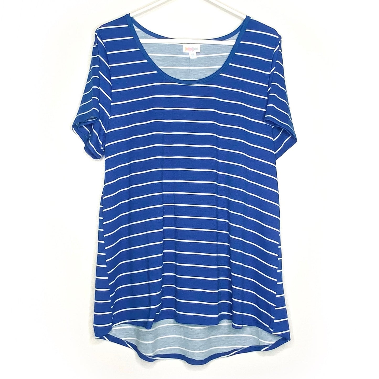 LuLaRoe Womens 2XL Blue/White Striped Classic T S/s Top NWT