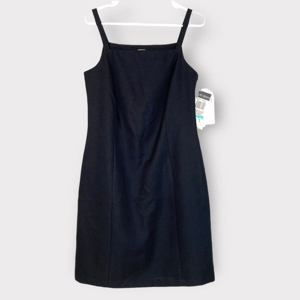 Vintage Citi Dress Women's Black Textured Sleeveless A-Line Dress