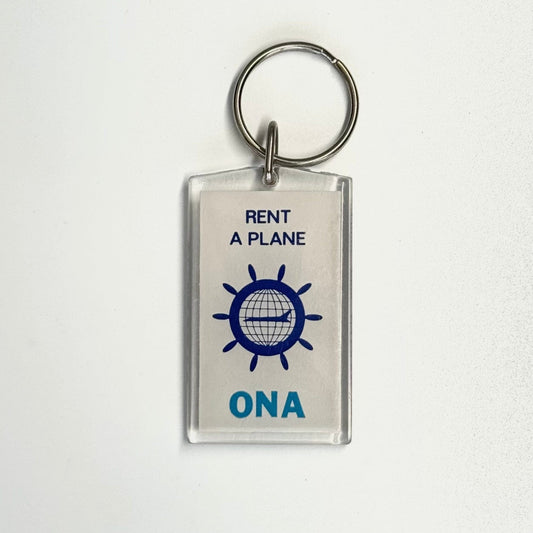 ‘ONA Rent-A-Plane, Jamaica, NY’ Key Ring Rectangle Clear Acrylic