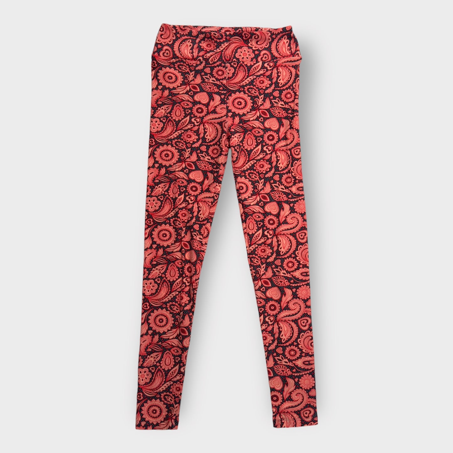 LuLaRoe One Size (OS 2-10) Leggings | Red & Black Paisley Floral Print | Soft & Stretchy | NWT