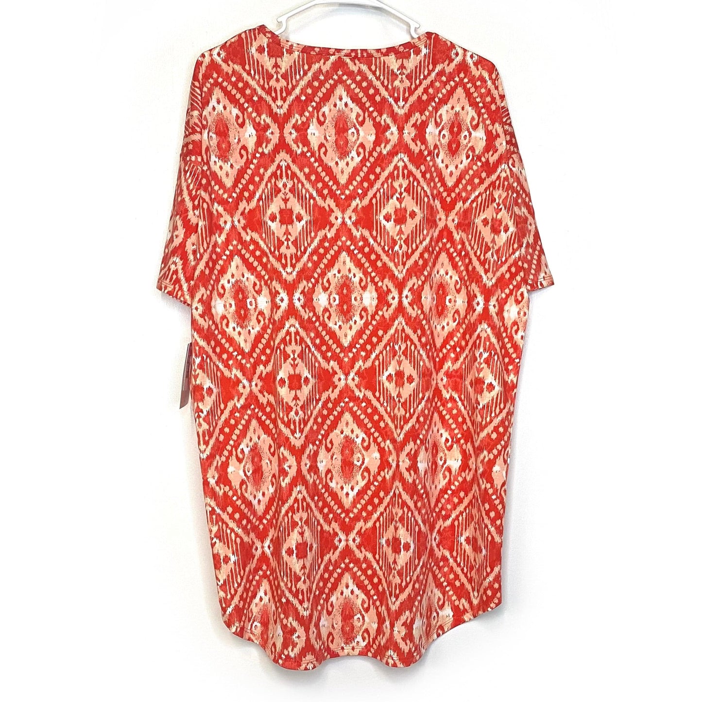 LuLaRoe Womens S Irma Orange/White Ikat Pattern S/s Tunic Top NWT