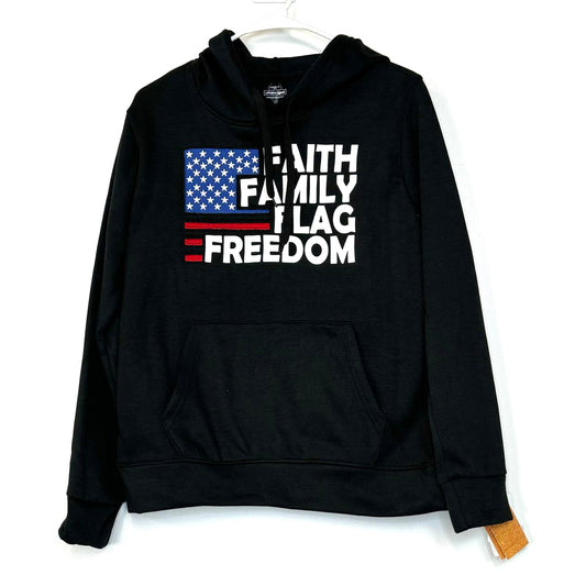 Faith Family Flag Freedom | Pullover Hoodie Sweatshirt | Color: Black | Size: M | NWT