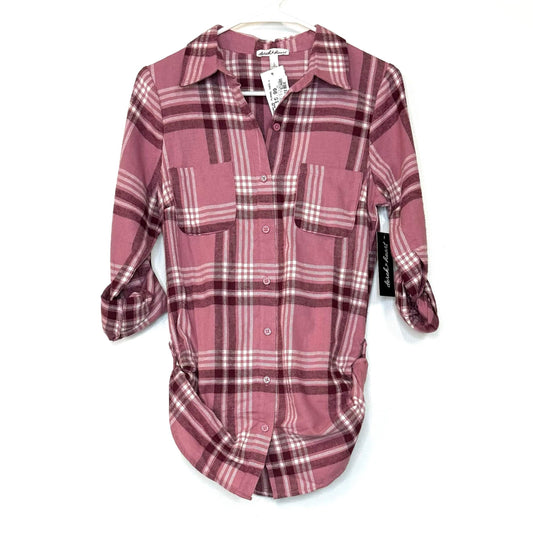 Derek Heart | Womens Plaid Flannel Tunic | Color: Rose Pink | Size: S | NWT