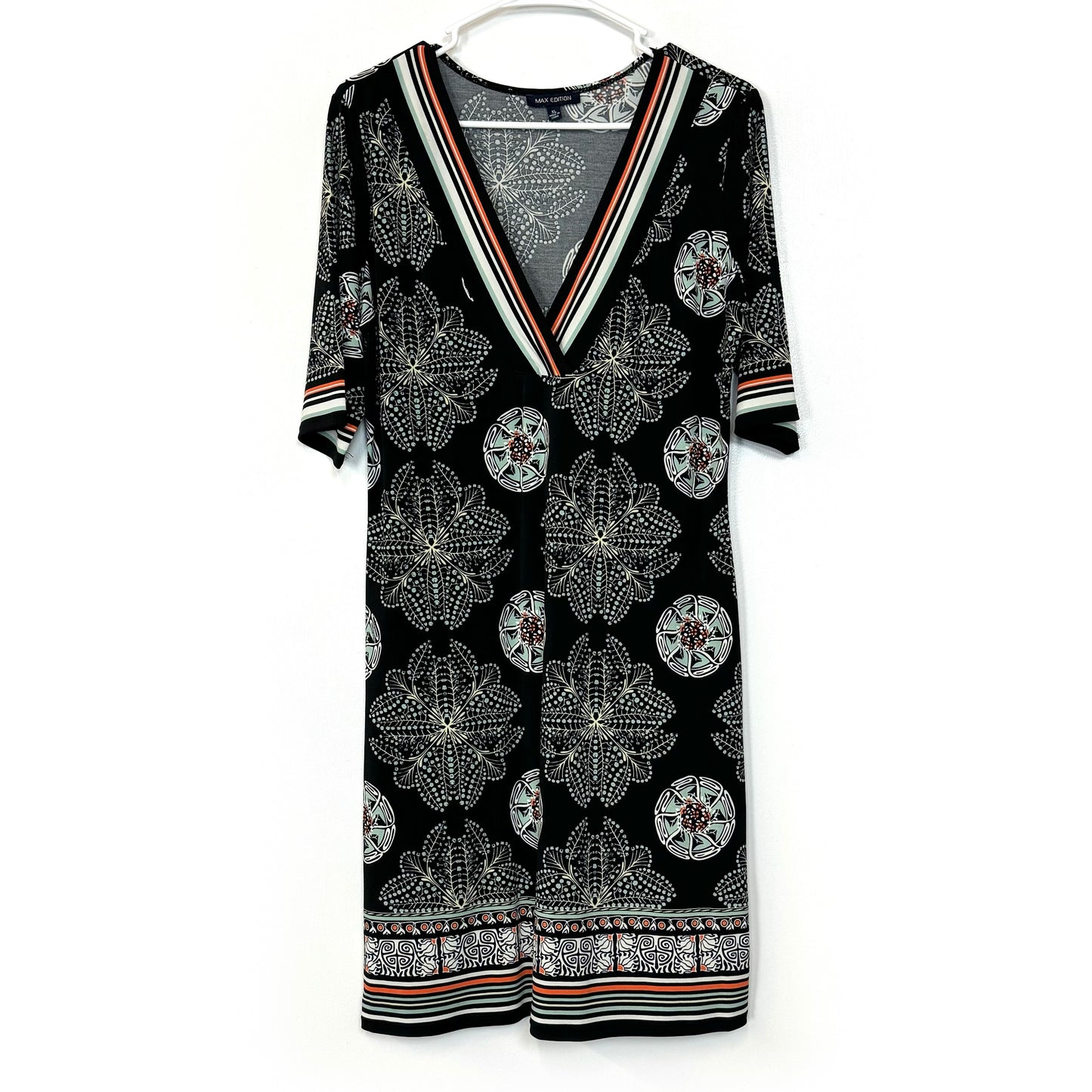 Max Studio | Womens Mandala Print 1/2 Sleeve Dress | Color: Black/White | Size: XL | Pre-Owned