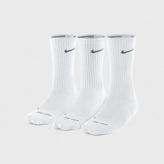 Nike Mens Dri-FIT Crew Socks | 3-Pair XL (12-15) | White Cushioned | New