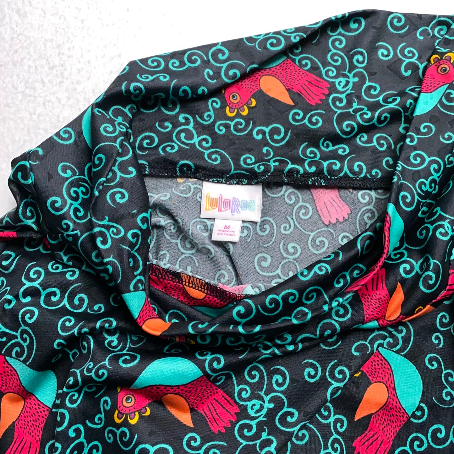 LuLaRoe Womens Azure Skirt | M | Dark Teal Green/Pink/Black Birds Print | NWT