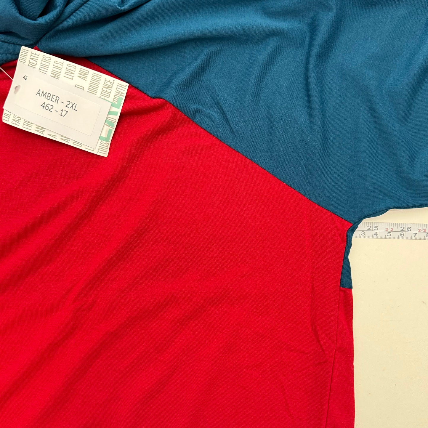 LuLaRoe Vault | Amber Lightweight Hoodie | 2XL (22-24) | Red/Blue | Colorblock | NWT