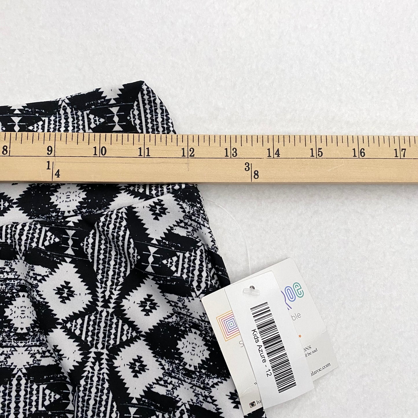 LuLaRoe Kids Azure A-Line Skirt  | 12 (12-14) | Black/White Southwestern Pattern | NWT