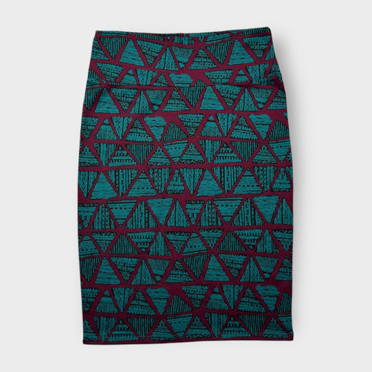 LuLaRoe Cassie Pencil Skirt - Purple & Green Triangles - Women's S (6-8) - NWT