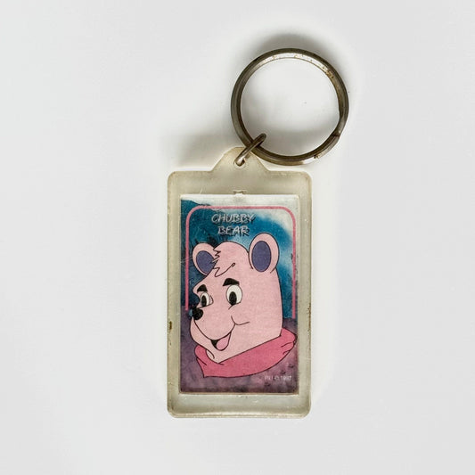 Novelty Adult Humor ‘CHUBBY BEAR’ Keychain Key Ring Rectangle Clear Acrylic, fair condition