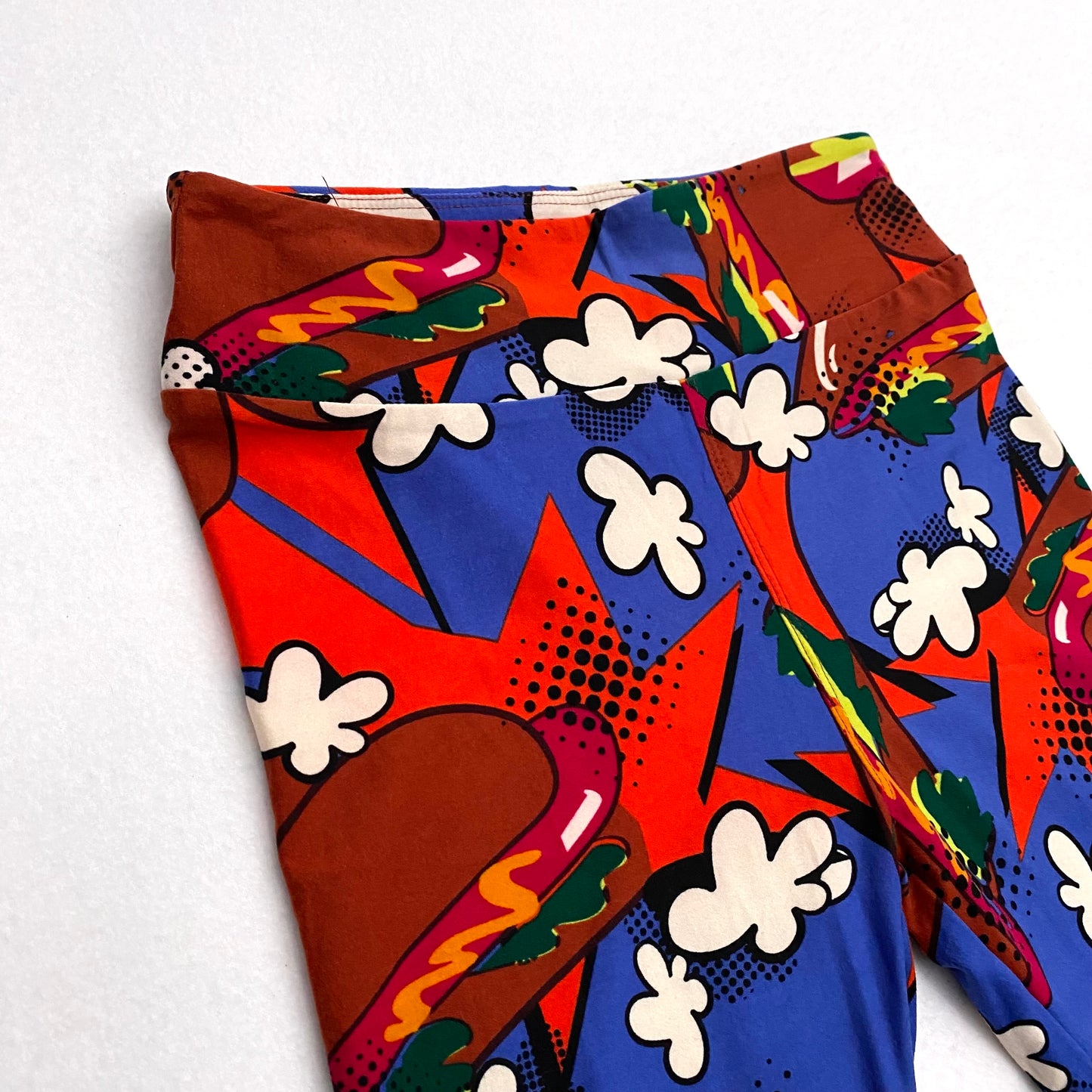 LuLaRoe Leggings | OS (2-10) | Multicolor Hot Dogs & Popcorn | Pop Art | Buttery Soft | New