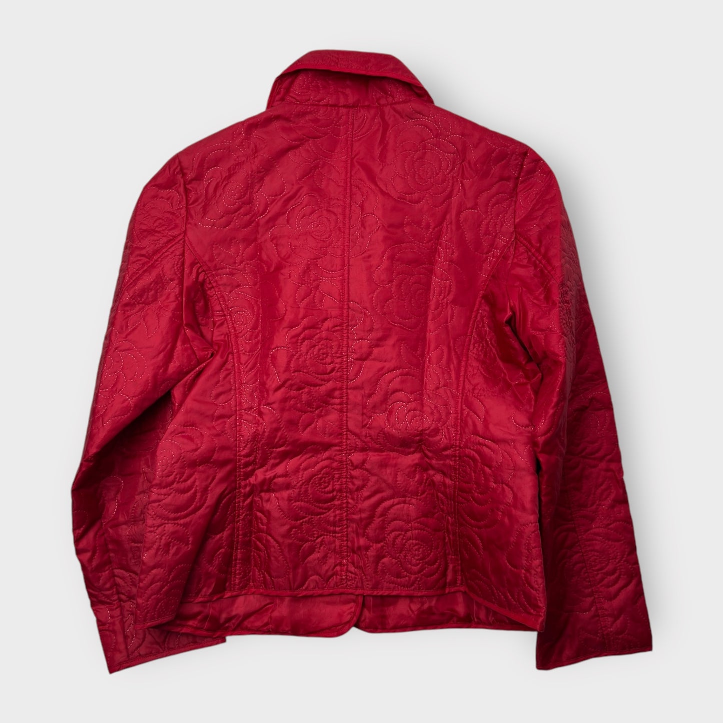 J.G. Hook Red Lightweight Rose Pattern Snap Jacket M