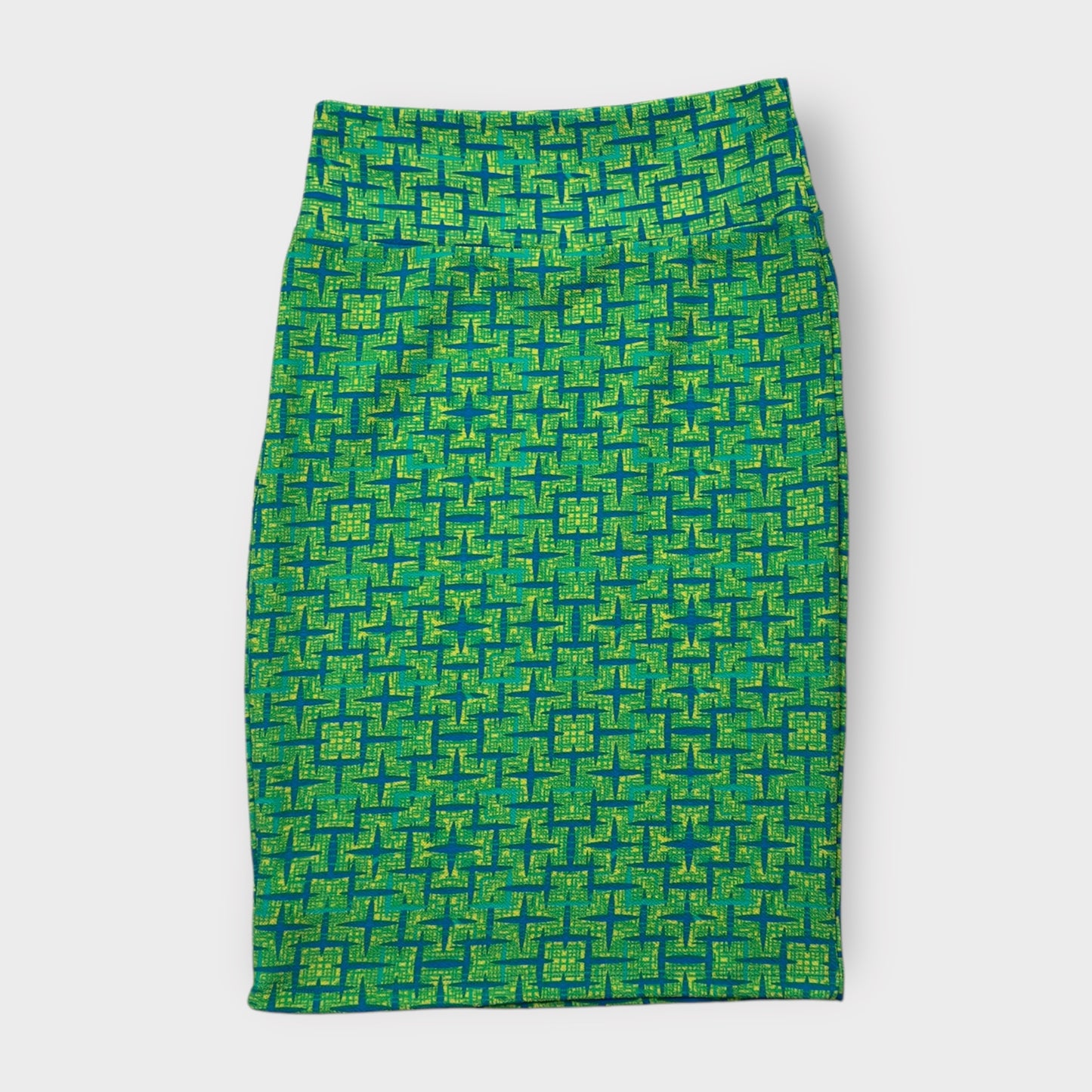 LuLaRoe Cassie Pencil Skirt - Green and Blue Hash Pattern - Size S (4-6) - NWT