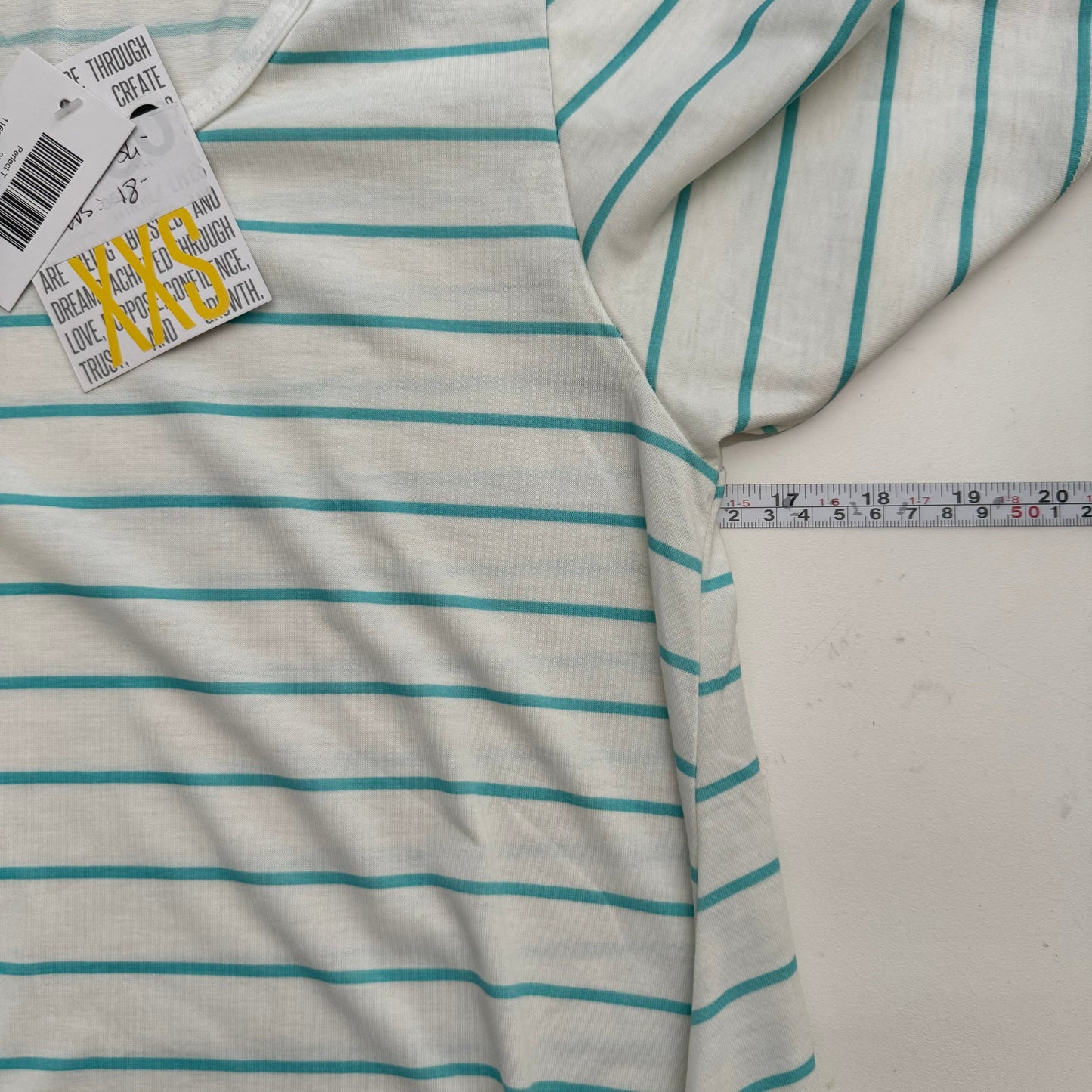 LuLaRoe Vault | Perfect T Swing Top | Size: XXS (0-6) | Color: White/Green | Striped | NWT