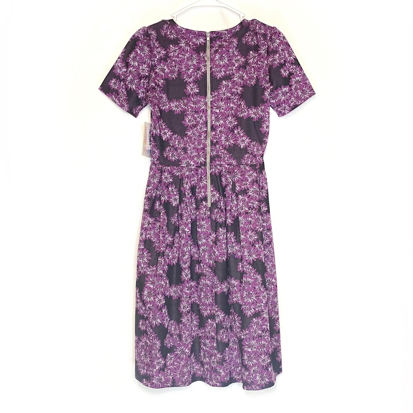 LuLaRoe Womens S Amelia Purple Jacquard Floral Dress S/s NWT