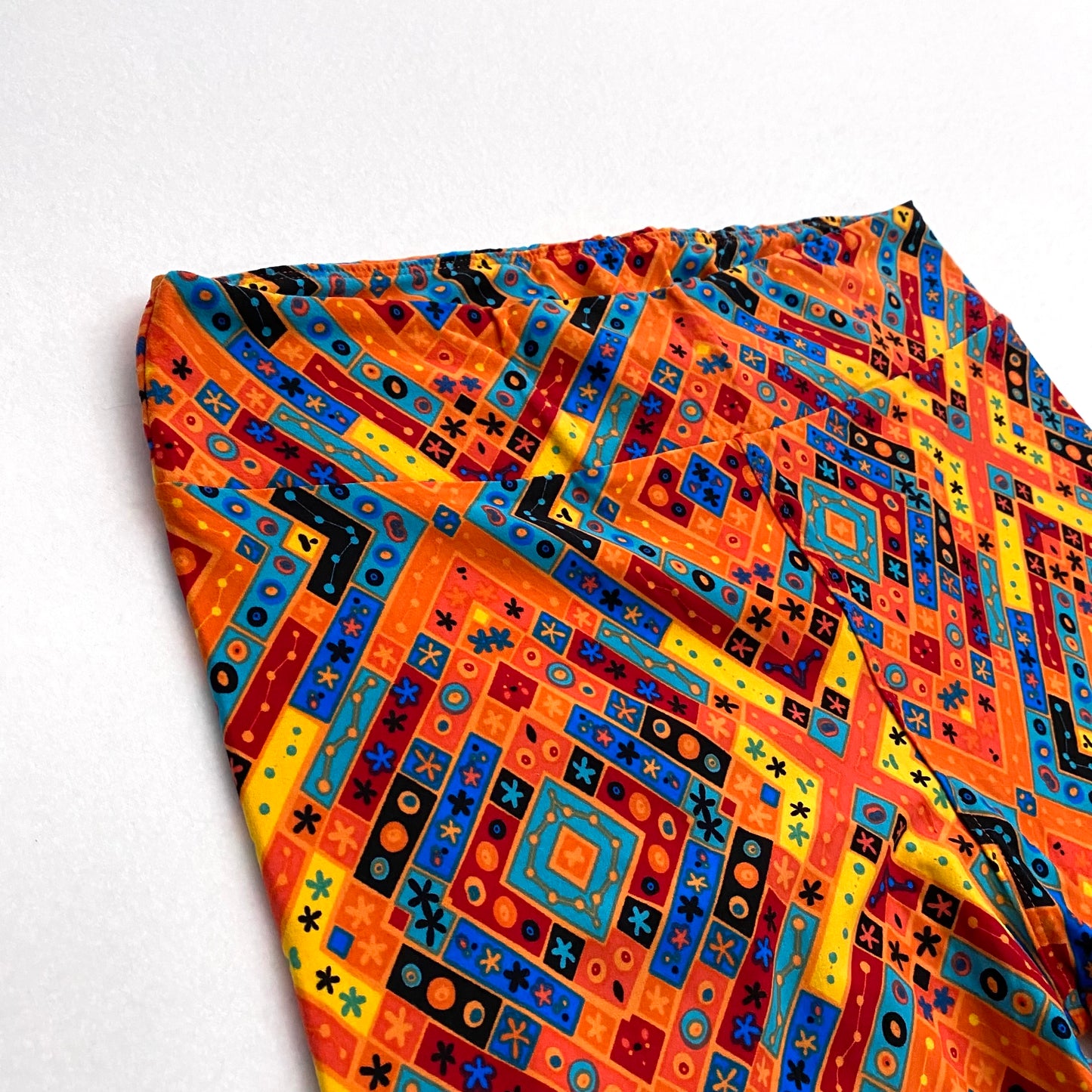 LuLaRoe Print Leggings | TC (12-18) | Orange Patchwork Geometric | New