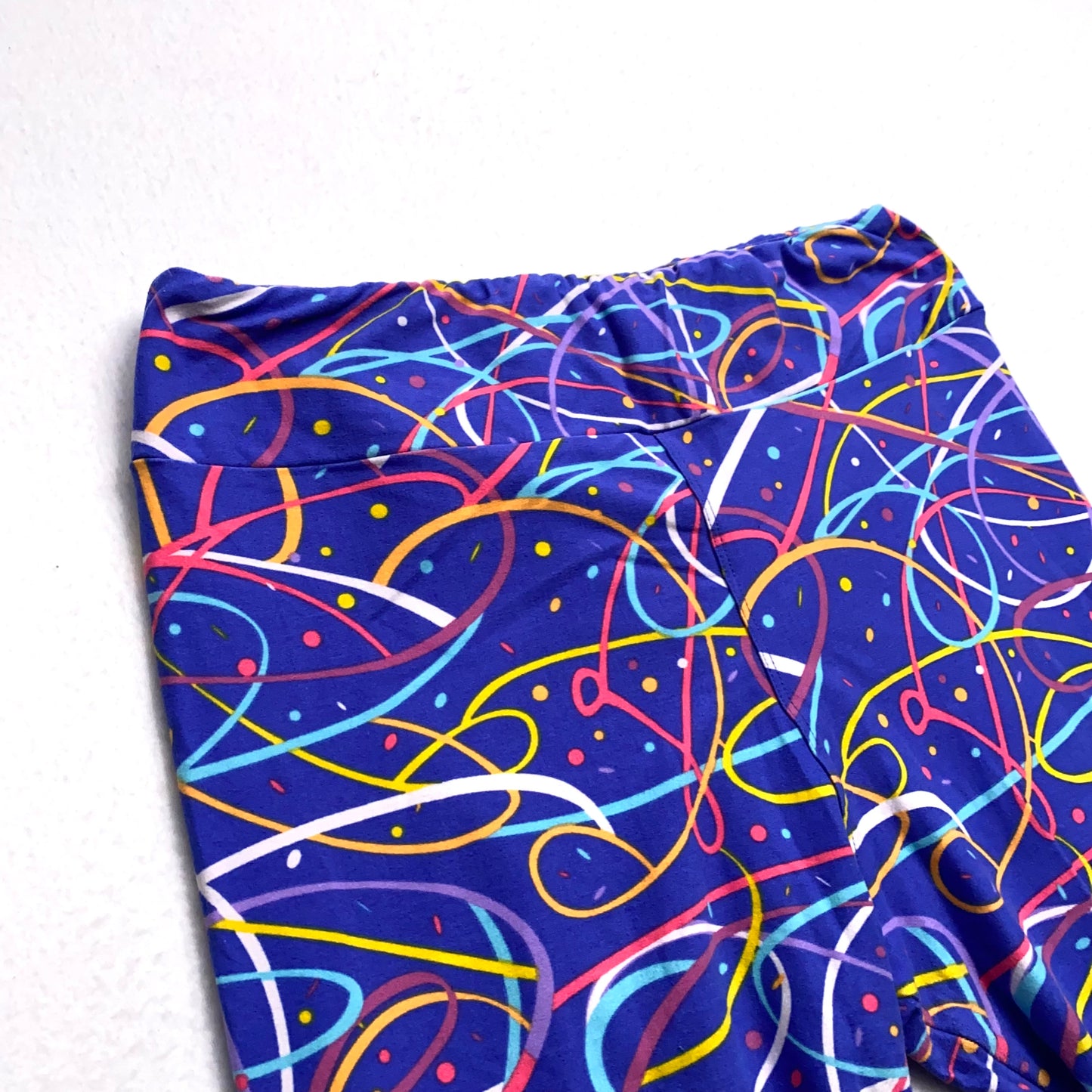 LuLaRoe Print Leggings | Tall & Curvy (12-18) | Blue Multicolor Abstract | Soft Stretch Knit | New