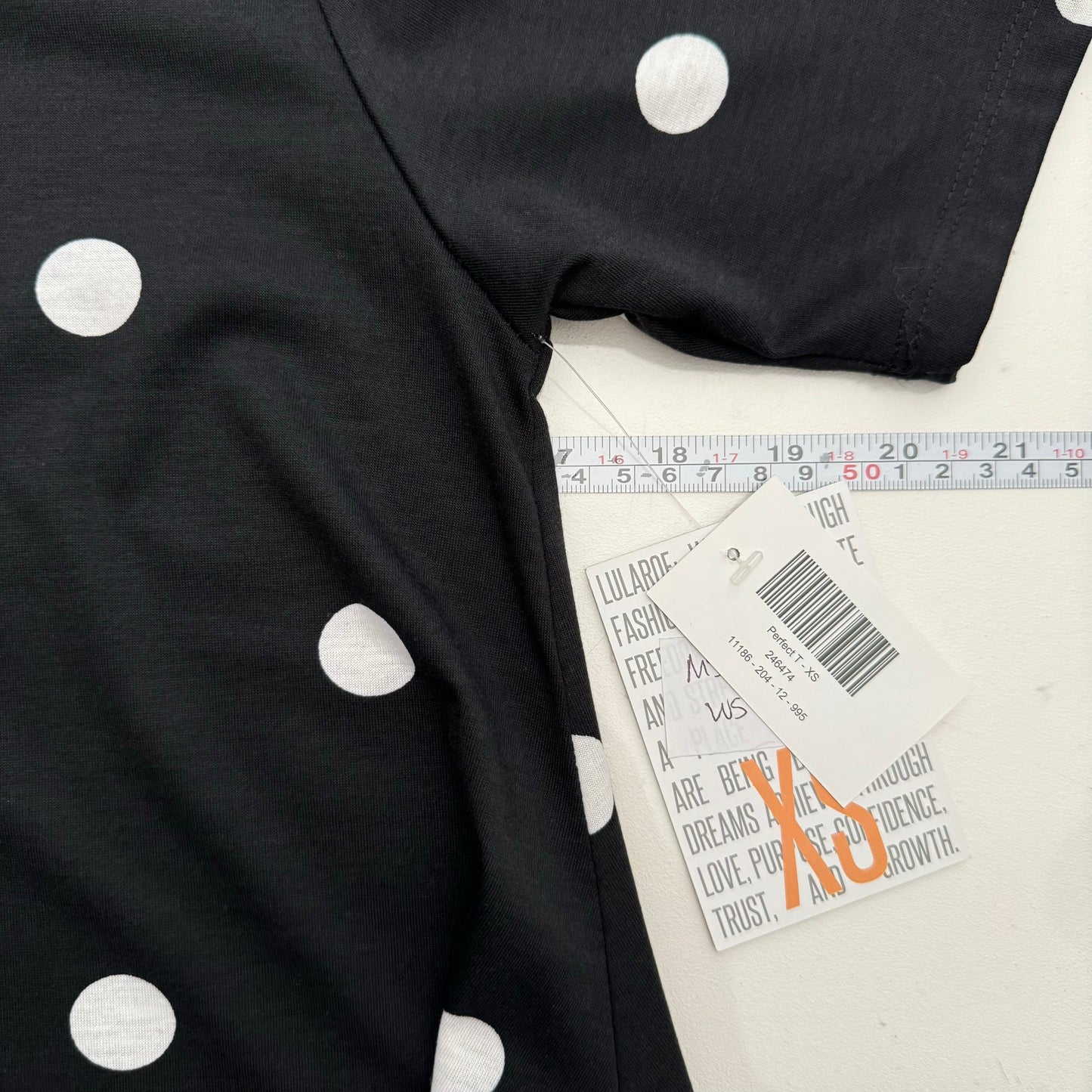 LuLaRoe Vault | Perfect T Swing Top | Size: XS (4-10) | Color: Black/White | Polka Dot | NWT