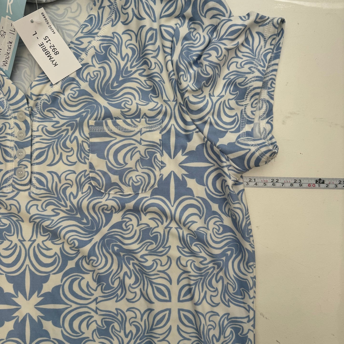 LuLaRoe Dream | Kymbrie Nightshirt Dress | S/s | Size: L (10-12) | Light Blue/white | Anthemion | NWT