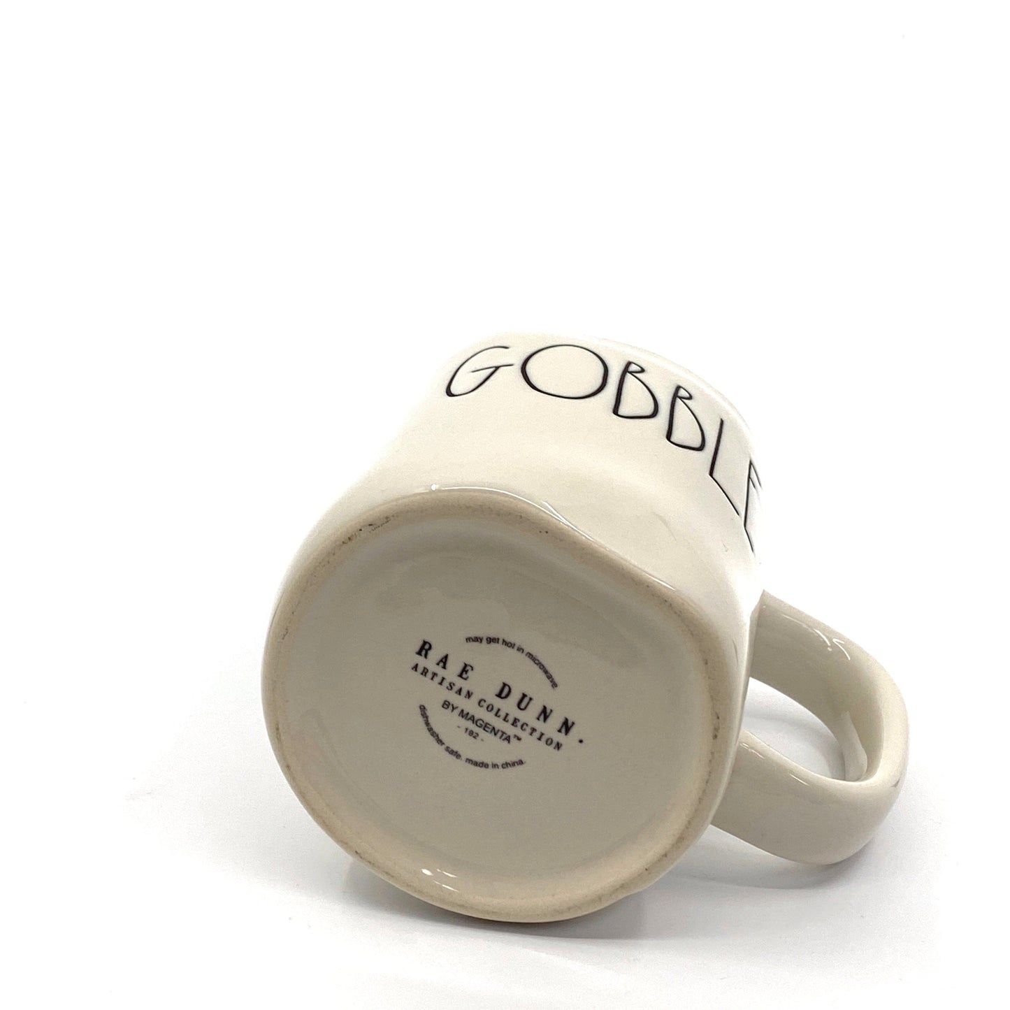 Rae Dunn Artisan Collection ‘GOBBLE’ Large Letter White Coffee Cup Mug By Magenta