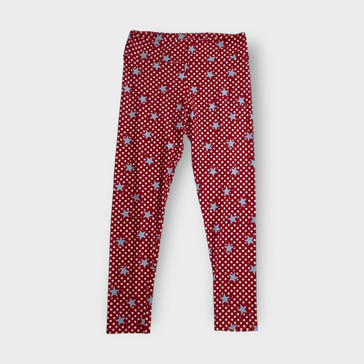 LuLaRoe Leggings | TC (12-18) | Red/White Polka Dots & Blue Stars | Buttery Soft | New