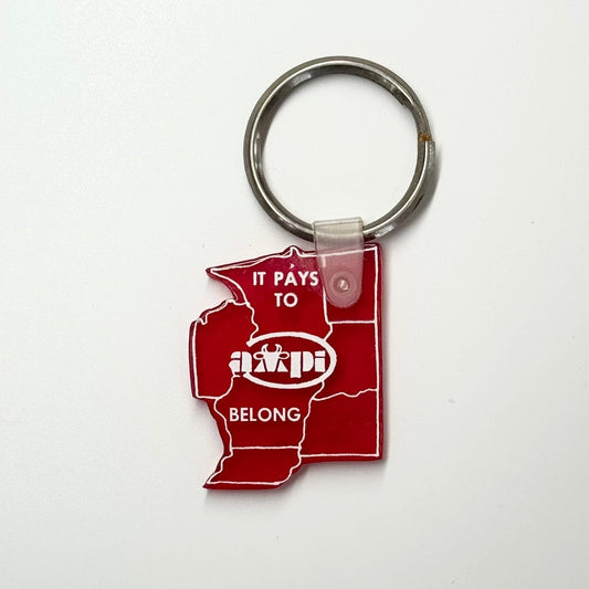 ‘American Milk Producers Inc’ Keychain Key Ring Red Rubber, Pre-Owned