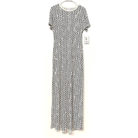 LuLaRoe Womens Maria Maxi Dress | S (6-8) | Black/White Geometric Star Pattern | Short Sleeve | NWT