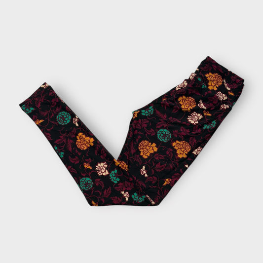 LuLaRoe Womens Leggings | One Size (2-10) | Black/Floral Graphic Print | New