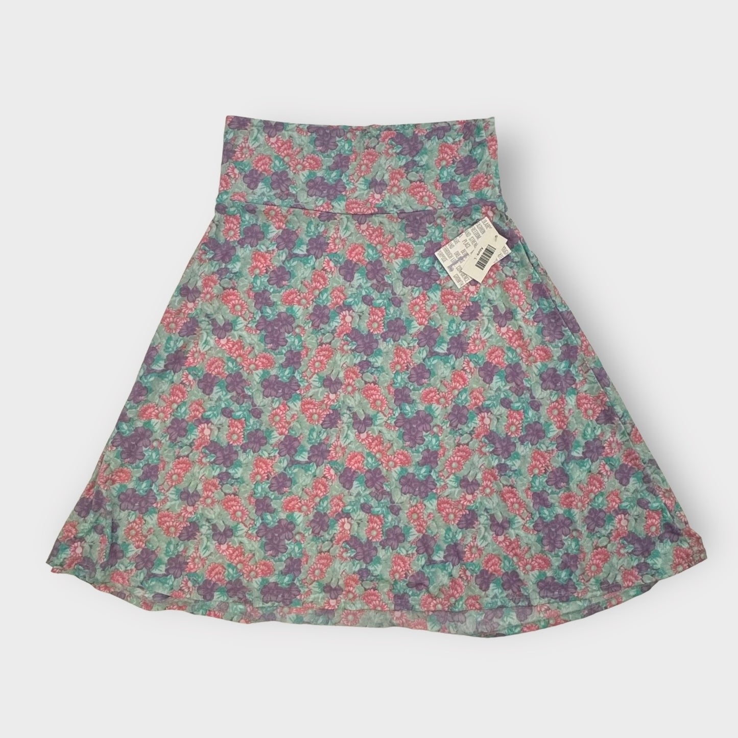 LuLaRoe Azure A-Line Skirt | L (10-12) | Teal/Purple/Pink Floral | NWT