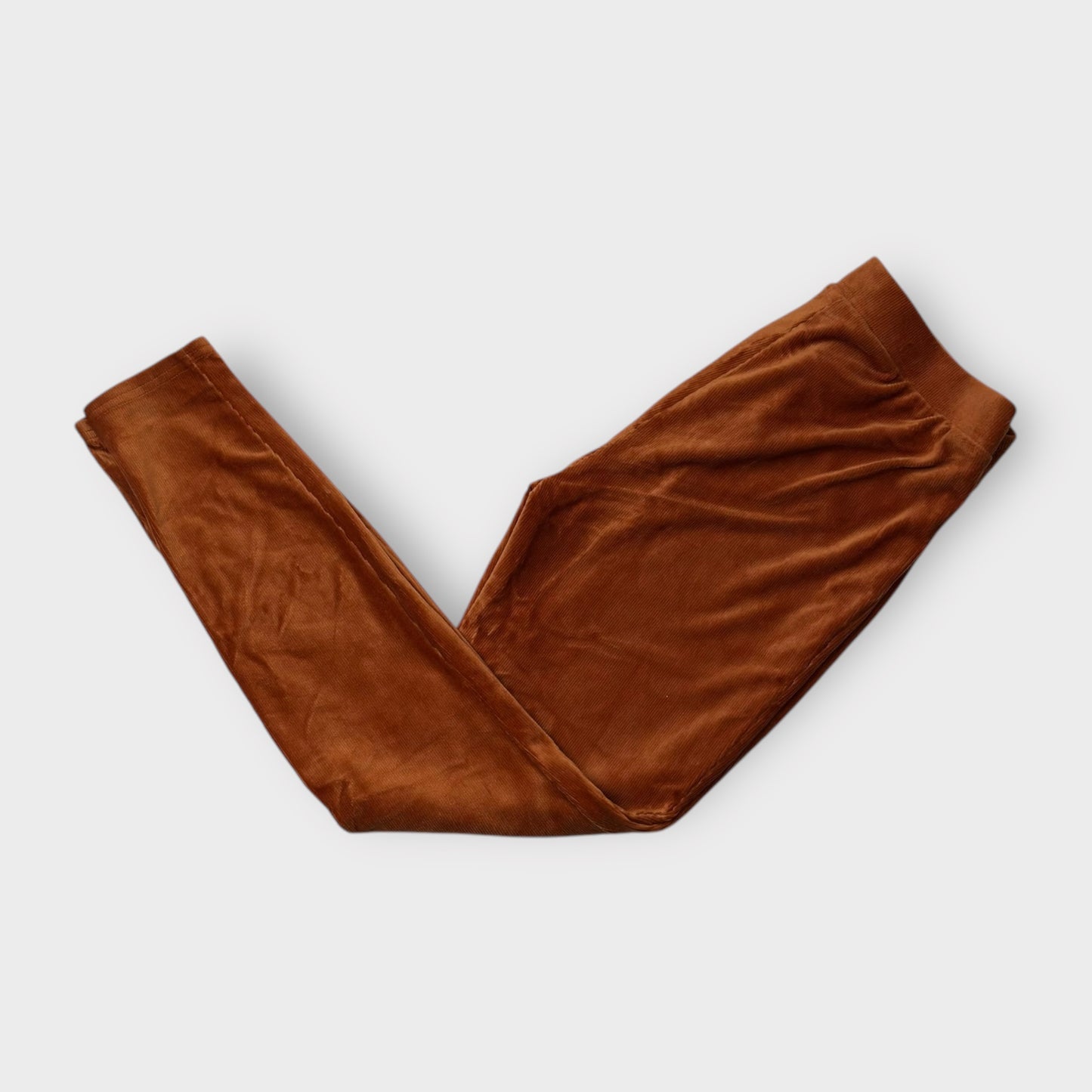 LuLaRoe Leggings M (8-10) - Solid Rust Brown Corduroy Texture - Soft Stretch Cotton Polyester Blend