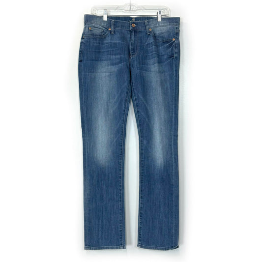 7 For All Mankind | Womens Straight Leg Denim Jeans | Color: Blue | Size: 32