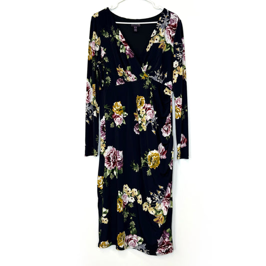 Long Tall Sally | Womens L/s Floral Dress | Color: Navy Blue | Size: 12 | Pre-Owned