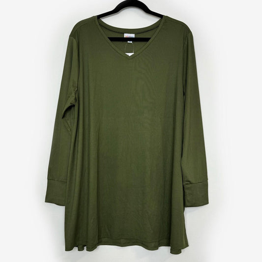 LuLaRoe Vault | Elizabeth L/s Tunic | Size: 3XL (26-28) | Green | Solid/Ribbed | NWT