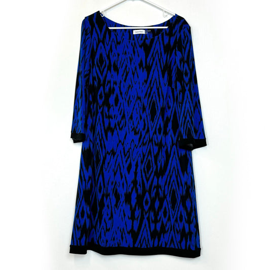Calvin Klein | Womens Career Shift Dress | Color: Black/Blue | Size: 14 | Pre-Owned
