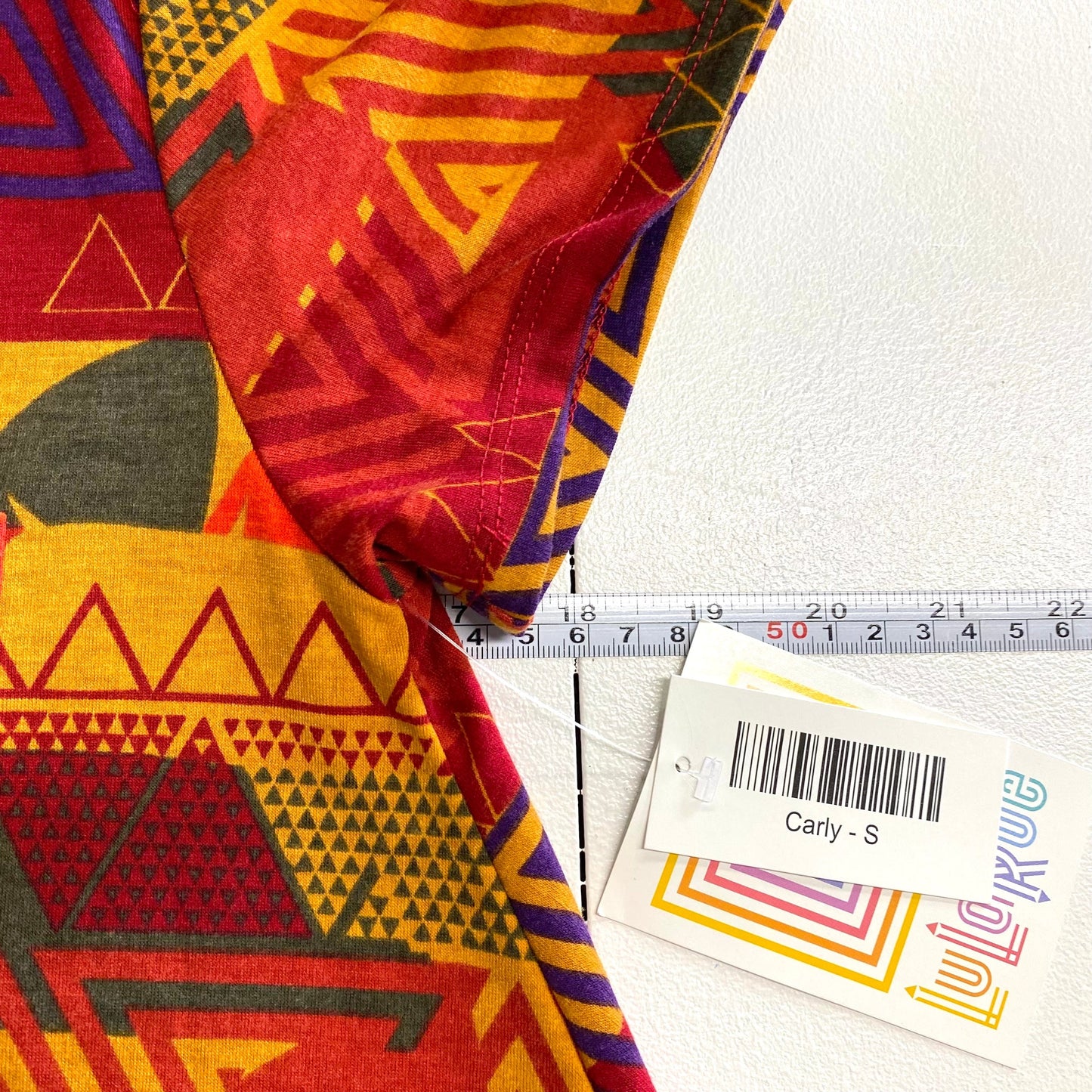 LuLaRoe Womens S Multicolor Abstract Triangles 'Carly' S/s Swing Dress NWT