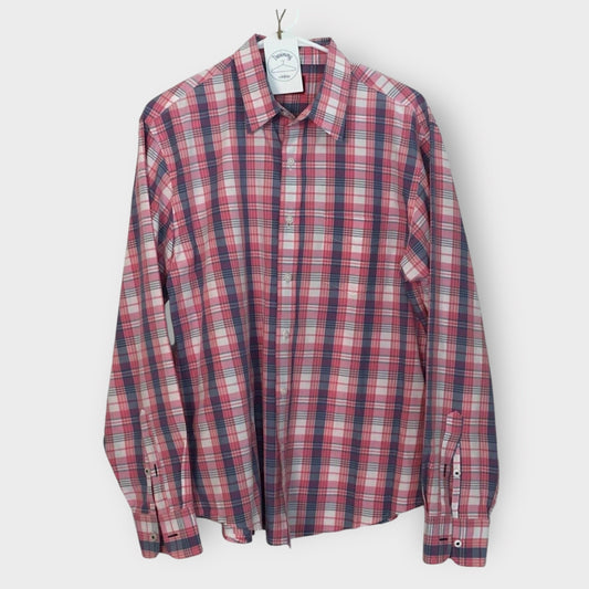 UNTUCKit Men's Wrinkle-Free Pink/White Plaid Button-Up Shirt - Size M