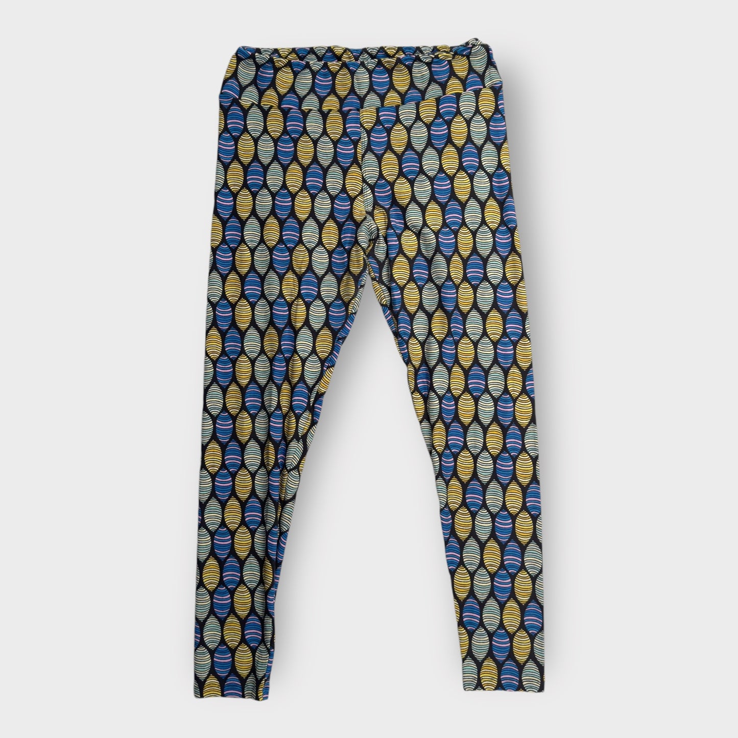 LuLaRoe Leggings | TC (12-18) | Black/Yellow/Blue/Multicolor Abstract Print | New