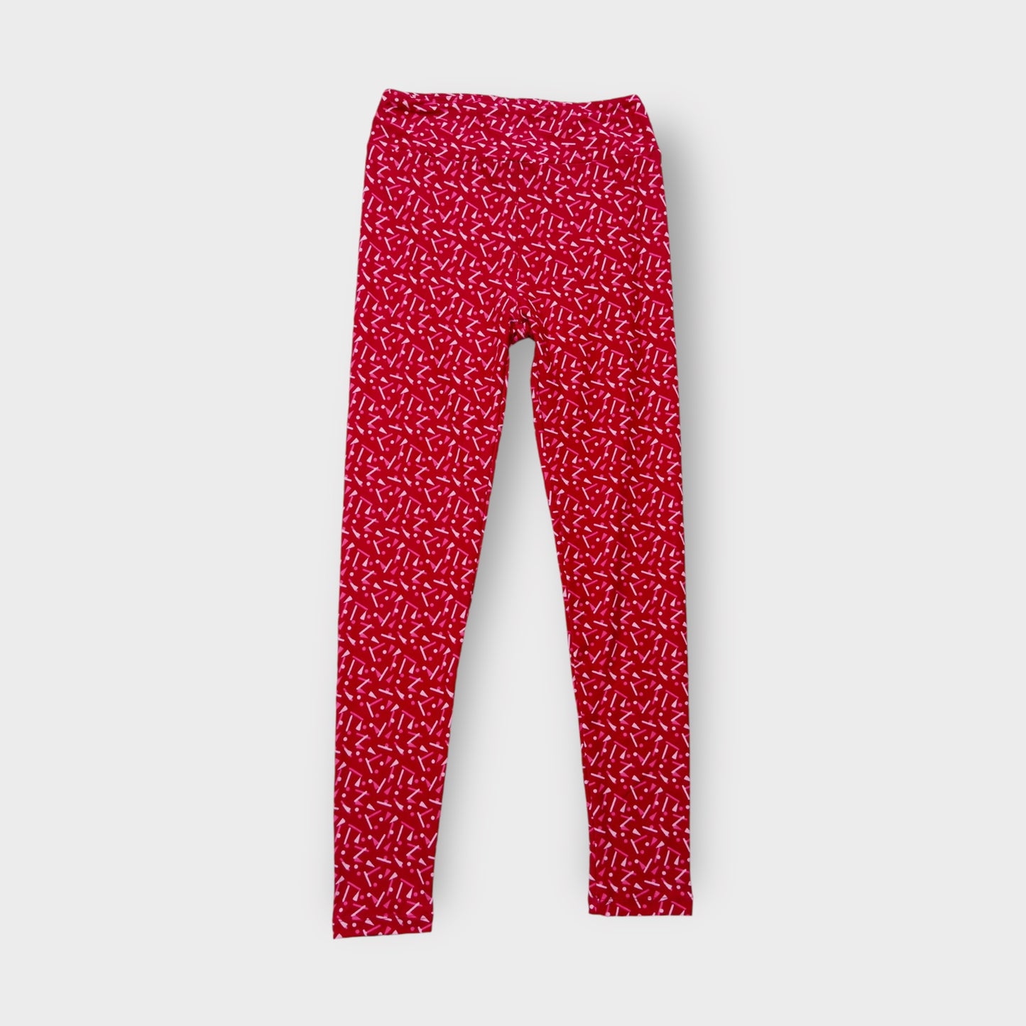 LuLaRoe Womens Leggings | One Size (2-10) | Red/Pink Geometric Print | Stretchy Soft | New