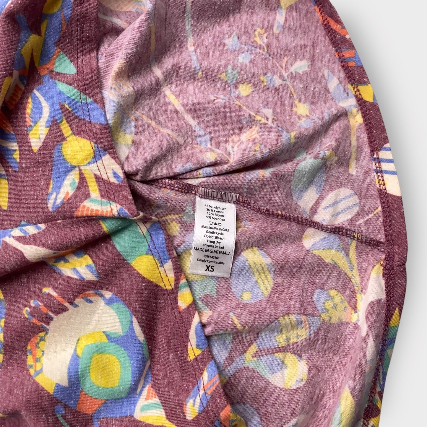 LuLaRoe Irma Tunic Top - Purple Floral - Women's XS (0-2) - High-Low Hem - Short Sleeve