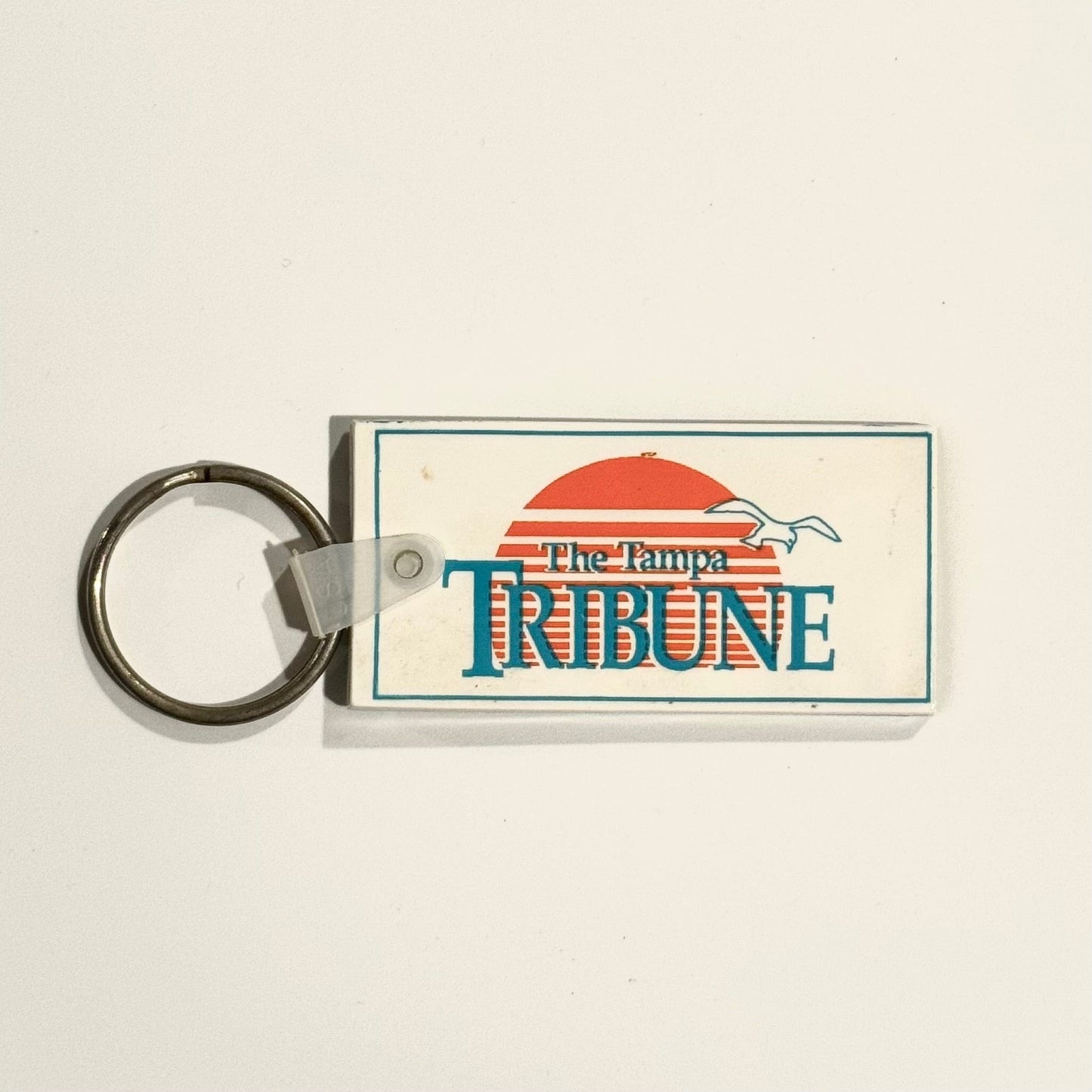 Vintage The Tampa Tribune Newspaper Keychain Key Ring Rubber