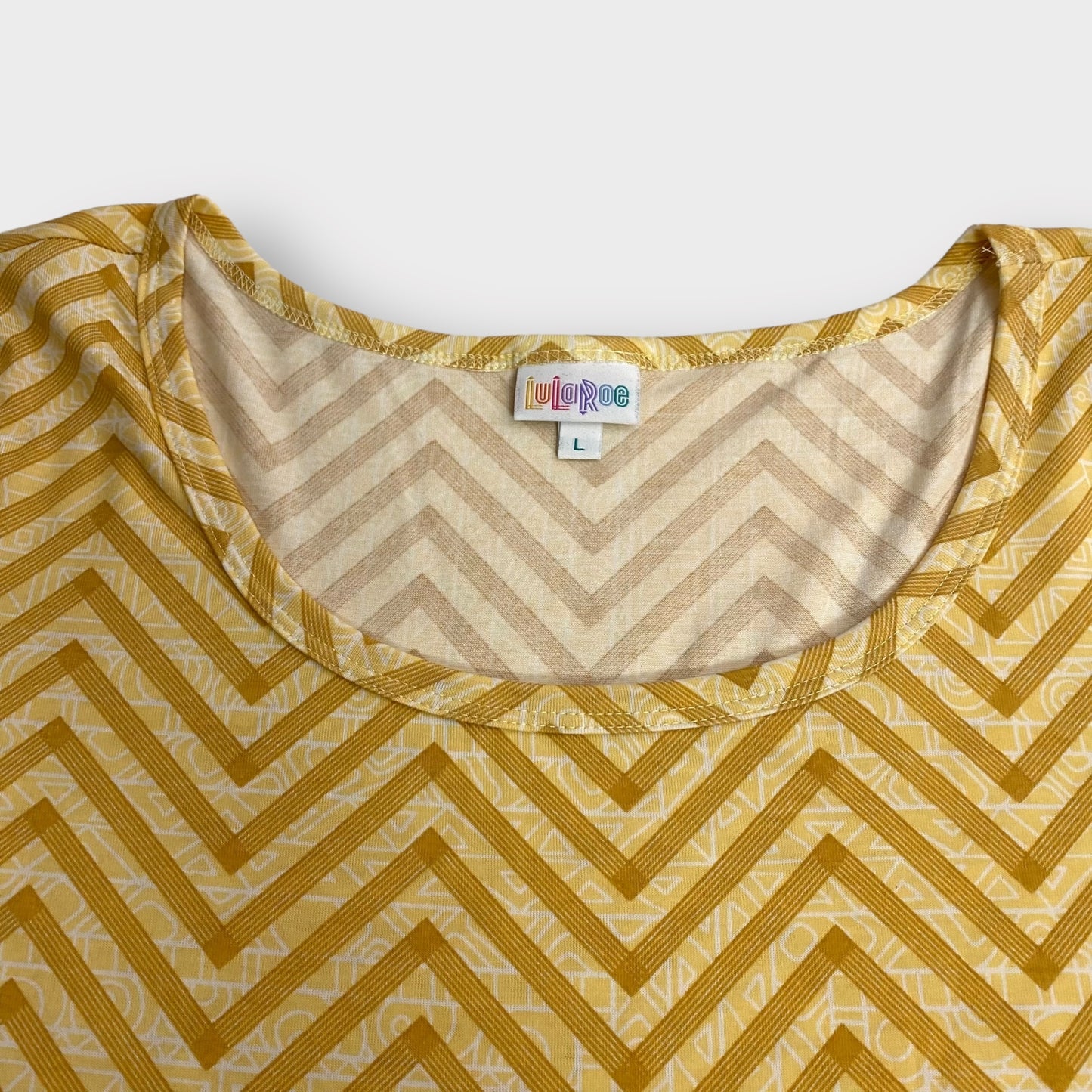 LuLaRoe Nicole S/s Dress | L (14-16) | Yellow Chevron Striped | NWT