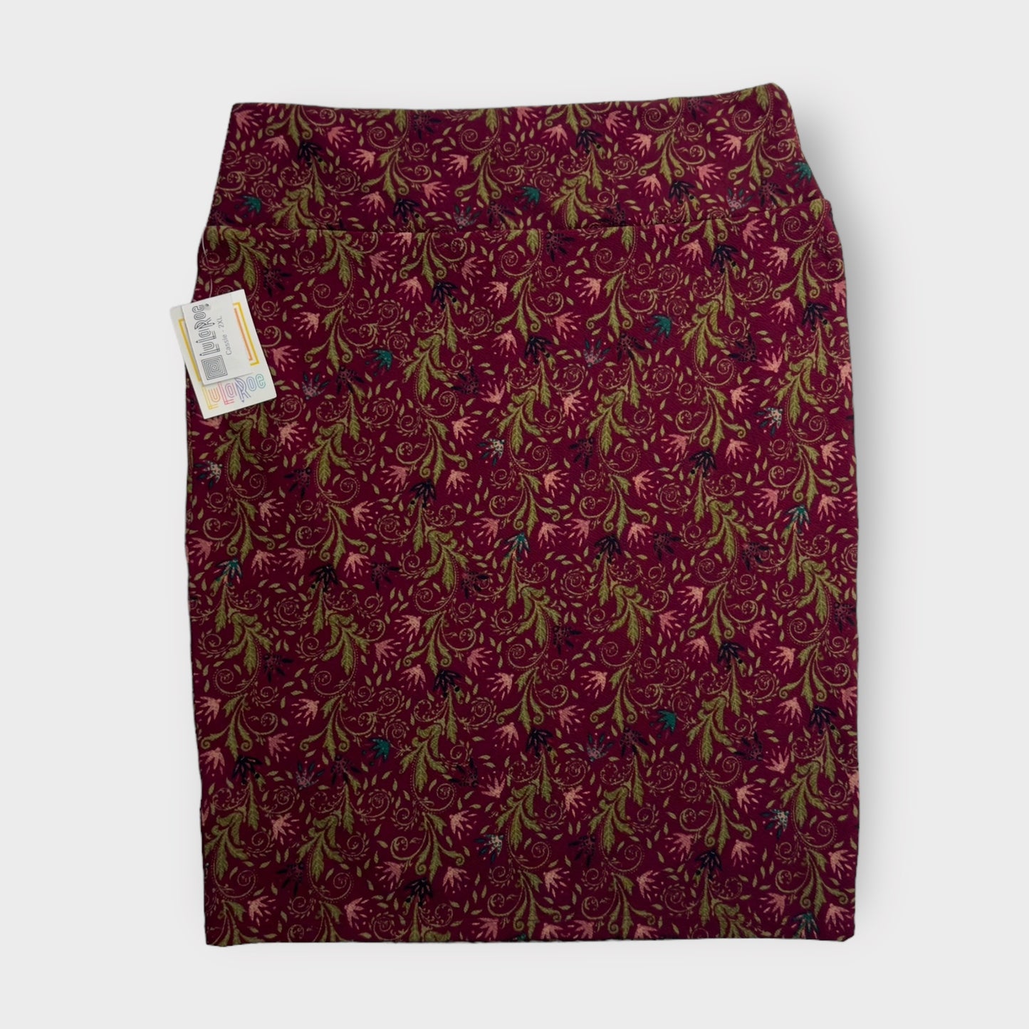 LuLaRoe Cassie Pencil Skirt | 2XL (20-22) | Red/Multicolor Botanical | NWT